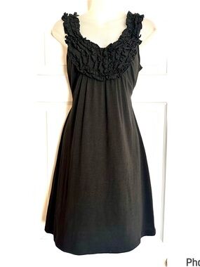 Fleurish Black Ruffled Scoop-Neck Dress